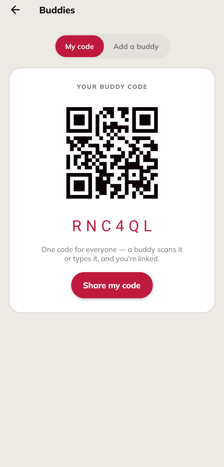Your personal buddy QR code in Divzy